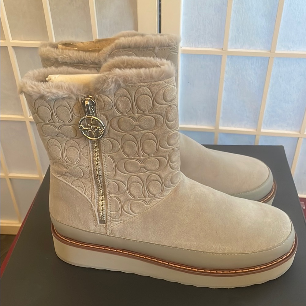 Coach Women's Gray Suede Ankle Boots - Picture 4 of 9